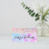 Makeup Artist Holographic Opal Glitter Rainbow Visitekaartje (Staand voorkant)
