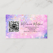 Makeup Artist Holographic Sparkly Glitter QR Code Visitekaartje (Achterkant)