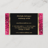 Makeup Artist Hot Pink Glitter Visitekaartje (Achterkant)