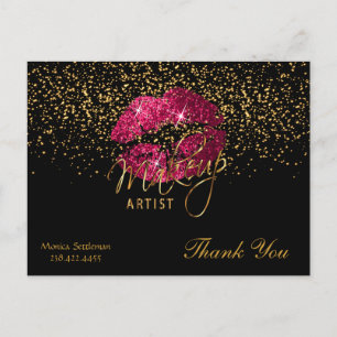 Makeup Artist Hot Pink Licht op zwart Briefkaart