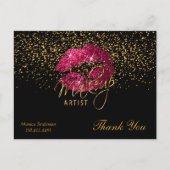 Makeup Artist Hot Pink Licht op zwart Briefkaart (Voorkant)