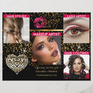 Makeup Artist Hot Pink Licht op zwart Flyer