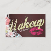 Makeup Artist Hot Pink Lips Floral Salon Visitekaartje (Voorkant)