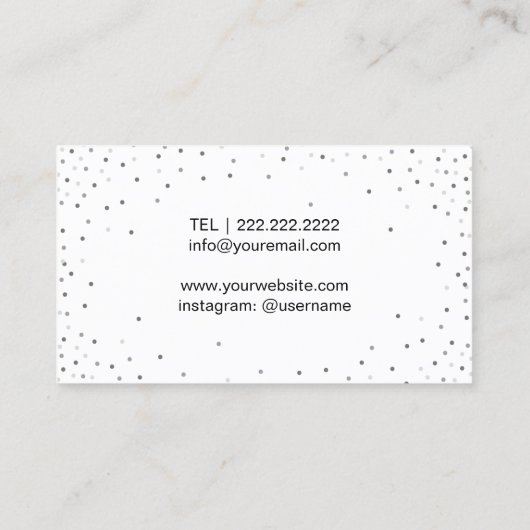 Makeup Artist Hot Pink Lips Silver Confetti Visitekaartje (Achterkant)