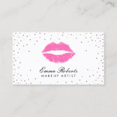 Makeup Artist Hot Pink Lips Silver Confetti Visitekaartje (Voorkant)