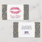 Makeup Artist Hot Pink Lips Trendy Salon Visitekaartje (Voorkant / Achterkant)