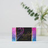 Makeup Artist in een meisje kleurrijk glitter Visitekaartje (Staand voorkant)