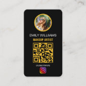 Makeup Artist Influencer Foto Sociale Media QRCode Visitekaartje (Voorkant)