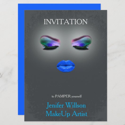 Makeup Artist Invitation Kaart (Voorkant / Achterkant)