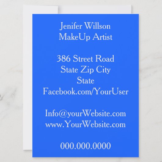 Makeup Artist Invitation Kaart (Achterkant)