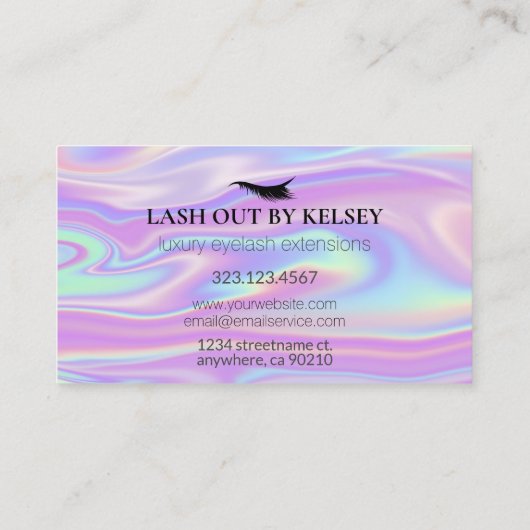 Makeup Artist Iridescent Lash Silver Glitter Drip Visitekaartje (Achterkant)