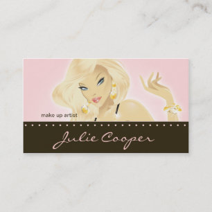 Makeup Artist Jewelry Blonde Woman Roze Visitekaartje