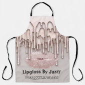 Makeup Artist Kiss Lips drijft Roos 3DEffect Grijs Schort (Voorkant)