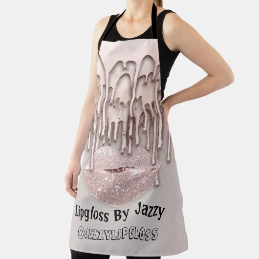 Makeup Artist Kiss Lips drijft Roos 3DEffect Grijs Schort (Insitu)