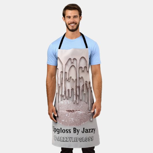 Makeup Artist Kiss Lips drijft Roos 3DEffect Grijs Schort (Gedragen)