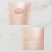 Makeup Artist Kiss Lips Glitter Pink Square Vierkante Visitekaartje (Voorkant / Achterkant)