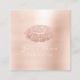 Makeup Artist Kiss Lips Glitter Pink Square Vierkante Visitekaartje