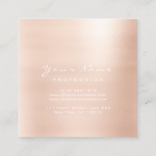 Makeup Artist Kiss Lips Glitter Pink Square Vierkante Visitekaartje (Achterkant)