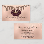Makeup Artist Kiss Lips Glitter Roos Gold Drives Visitekaartje (Voorkant / Achterkant)