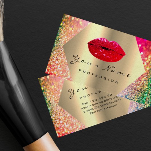 Makeup Artist Kiss LIPS Red LUX Holograaf GOLD Visitekaartje