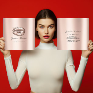 Makeup Artist Kiss Lips Roos Gold Pink Square Vierkante Visitekaartje