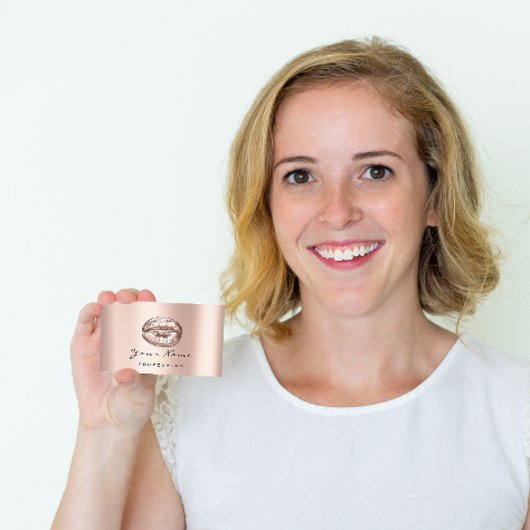 Makeup Artist Kiss Lips Roos Roze schoonheidsopera Visitekaartje