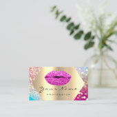 Makeup Artist Kiss LIPS Roze Glam Holograaf Visitekaartje (Staand voorkant)