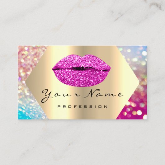 Makeup Artist Kiss LIPS Roze Glam Holograaf Visitekaartje (Voorkant)