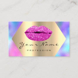 Makeup Artist Kiss LIPS Roze Gold Holographic Visitekaartje