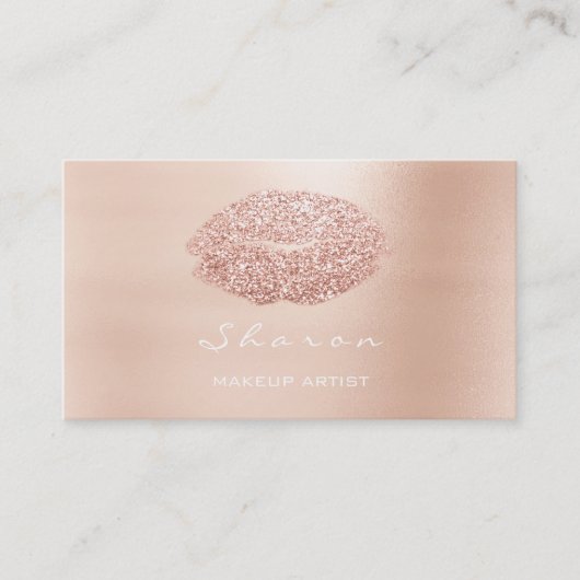 Makeup Artist Kiss Roos Gold Glitter Pink Visitekaartje (Voorkant)