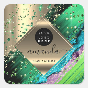 Makeup Artist Lash Body Cosmetische naam Tropische Vierkante Sticker