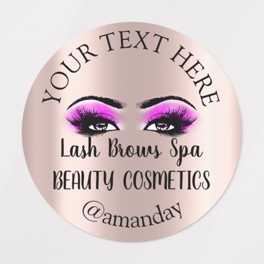 Makeup Artist Lash Brows Pink Eyes Roos Labels (Design 1)