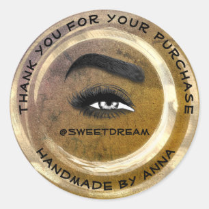 Makeup Artist Lash Cleaner Gray Golden Grunge Ronde Sticker