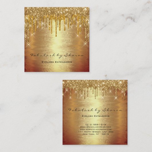 Makeup Artist Lash druist MUA Lux Warm Gold in Vierkante Visitekaartje (Voorkant / Achterkant)