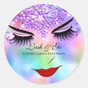 Makeup Artist Lash Extension Diamond Holograaf Ronde Sticker