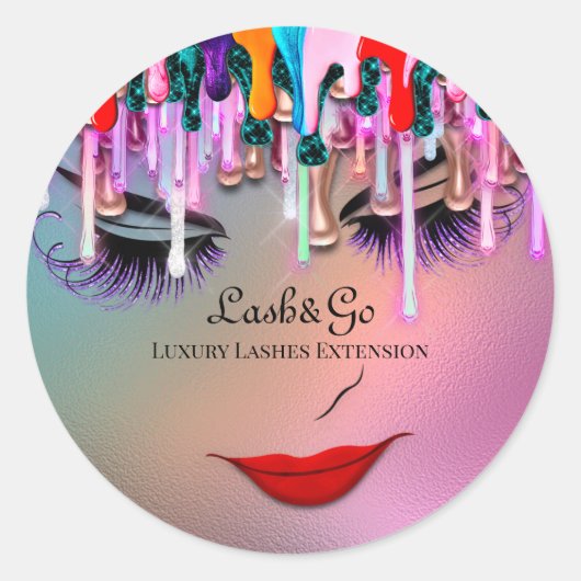 Makeup Artist Lash Extension Drives Ombre Pink Gla Ronde Sticker (Voorkant)