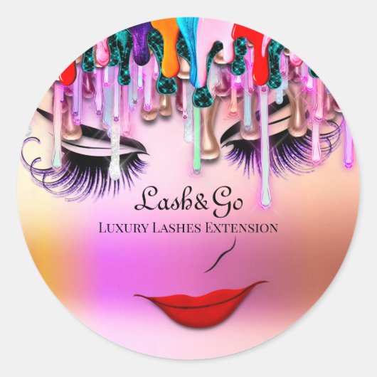 Makeup Artist Lash Extension Drives Ombre Roze Ronde Sticker (Voorkant)