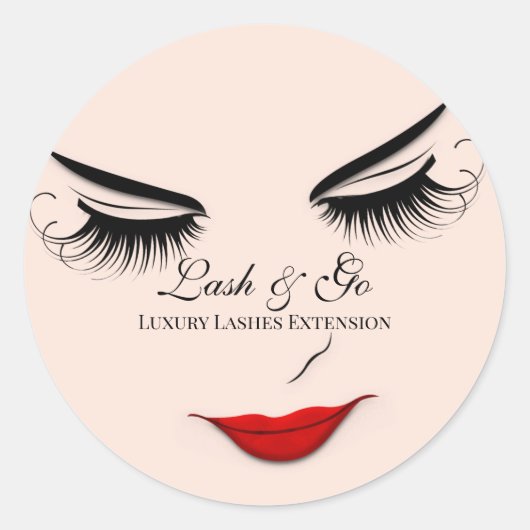 Makeup Artist Lash Extension Lips Roos Blush Ronde Sticker (Voorkant)