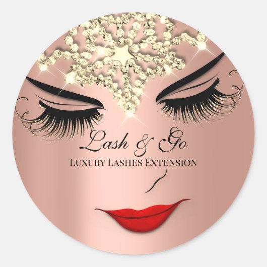Makeup Artist Lash Extension Lips Roos Diamond Ronde Sticker (Voorkant)
