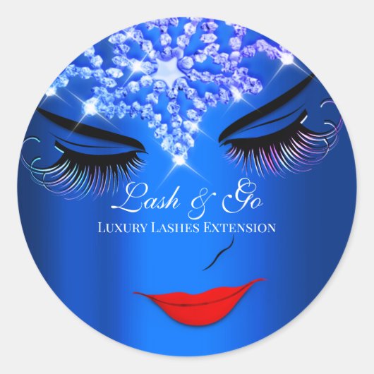 Makeup Artist Lash Extension Lips Royal Blue Ronde Sticker (Voorkant)