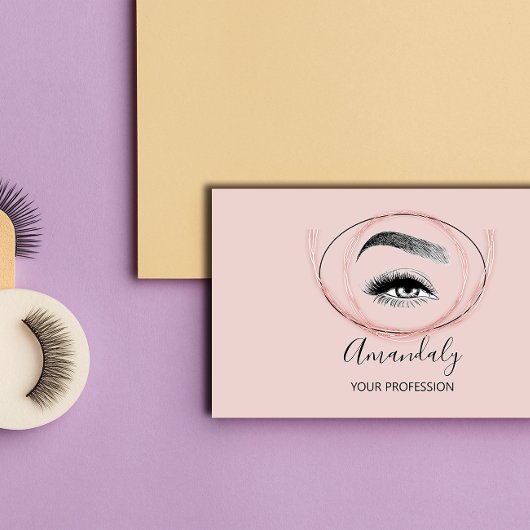 Makeup Artist Lash Friseur Logo QR CODE FrameRose Visitekaartje