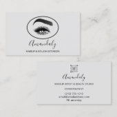 Makeup Artist Lash Friseur Logo QR CODE Grey Black Visitekaartje (Voorkant / Achterkant)