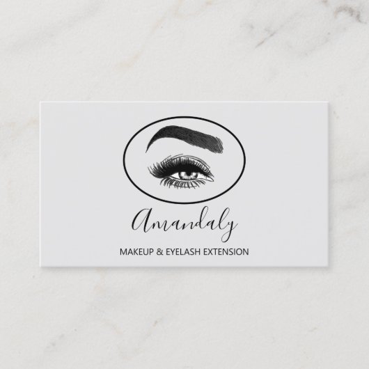 Makeup Artist Lash Friseur Logo QR CODE Grey Black Visitekaartje (Voorkant)