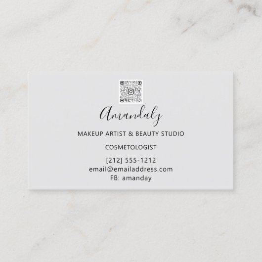 Makeup Artist Lash Friseur Logo QR CODE Grey Visitekaartje (Achterkant)