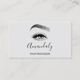 Makeup Artist Lash Friseur Logo QR CODE Grey Visitekaartje