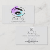 Makeup Artist Lash Friseur Logo QR CODE Lijst Visitekaartje (Voorkant / Achterkant)