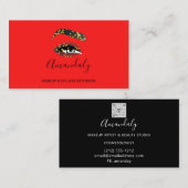Makeup Artist Lash Friseur Logo QR CODE Red Black Visitekaartje (Voorkant / Achterkant)