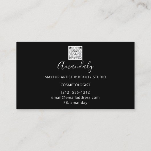 Makeup Artist Lash Friseur Logo QR CODE Red Black Visitekaartje (Achterkant)