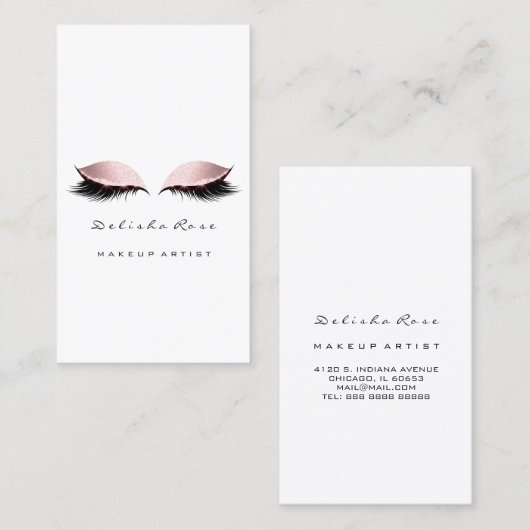 Makeup Artist Lash Glitter Pastel Roze oog Visitekaartje (Voorkant / Achterkant)