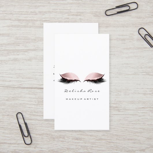 Makeup Artist Lash Glitter Pastel Roze oog Visitekaartje (Voorkant / Achterkant in situ)